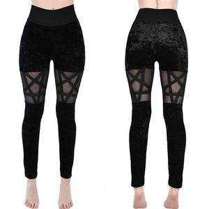 Killstar velvet pentagram Hellion leggings, large